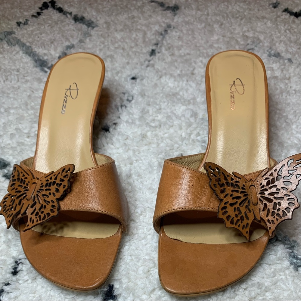 Tan Butterfly Slides/ Mules